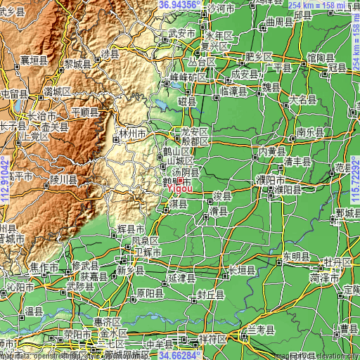 Topographic map of Yigou
