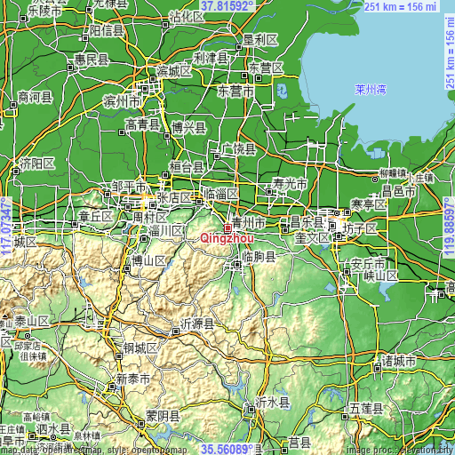 Topographic map of Qingzhou