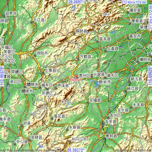 Topographic map of Yichun