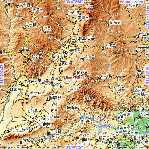 Topographic map of Tangxing