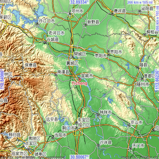 Topographic map of Yicheng
