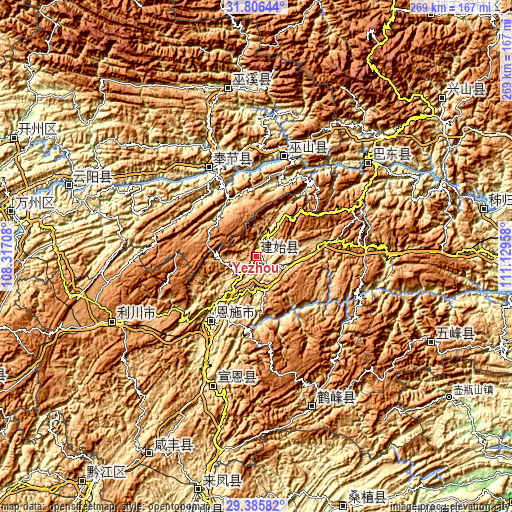 Topographic map of Yezhou