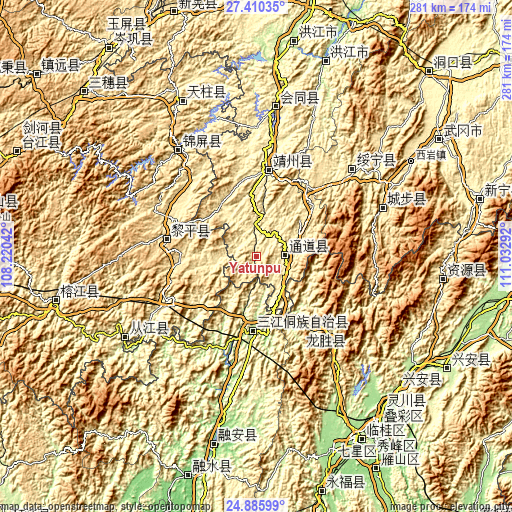 Topographic map of Yatunpu
