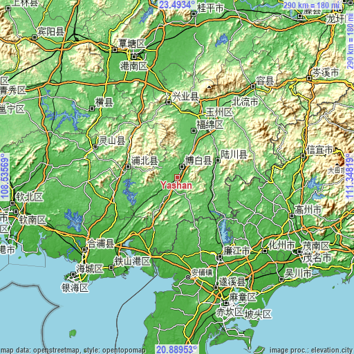 Topographic map of Yashan