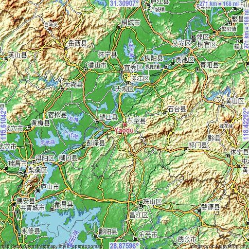 Topographic map of Yaodu