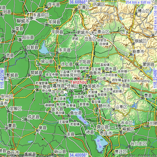 Topographic map of Yanzhou