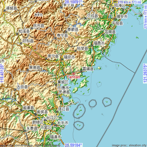 Topographic map of Yantian