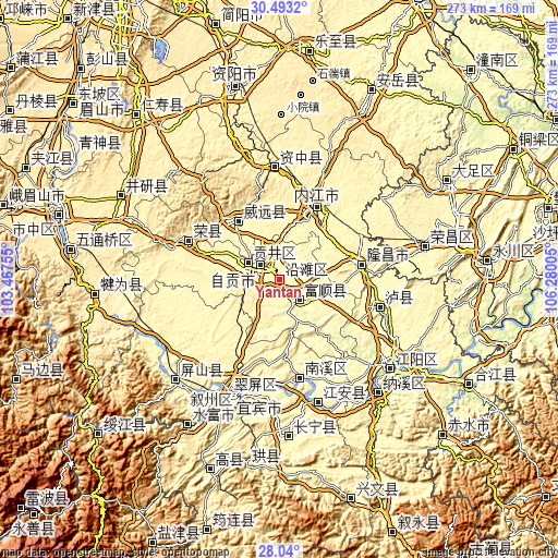Topographic map of Yantan