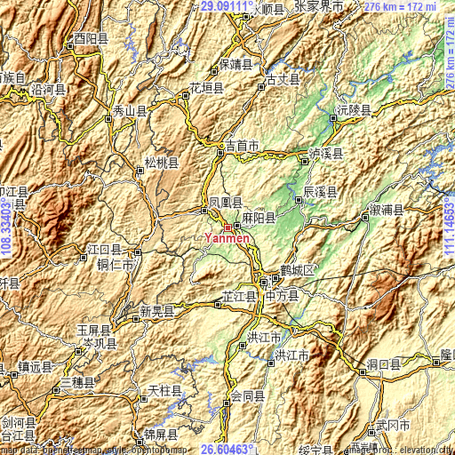 Topographic map of Yanmen