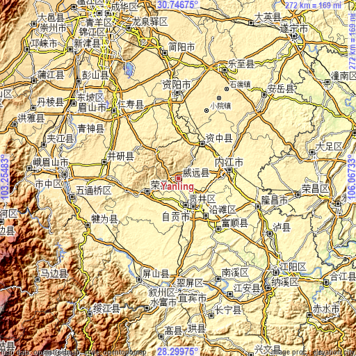 Topographic map of Yanling