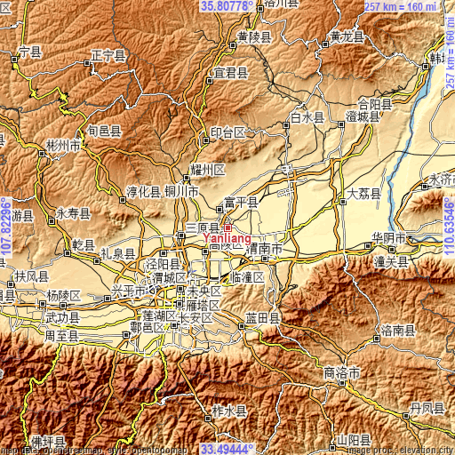 Topographic map of Yanliang