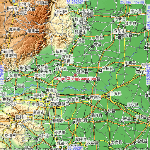 Topographic map of Yanjin Chengguanzhen