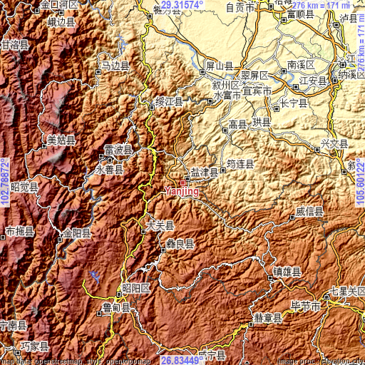 Topographic map of Yanjing