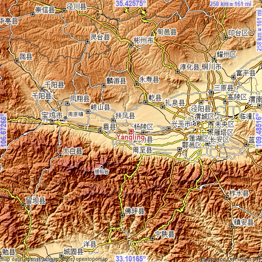 Topographic map of Yangling