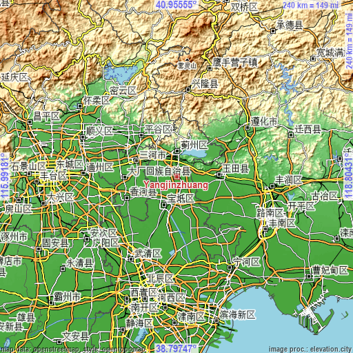 Topographic map of Yangjinzhuang