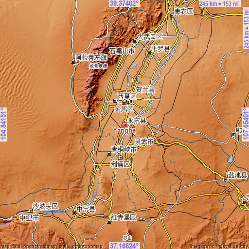 Topographic map of Yanghe