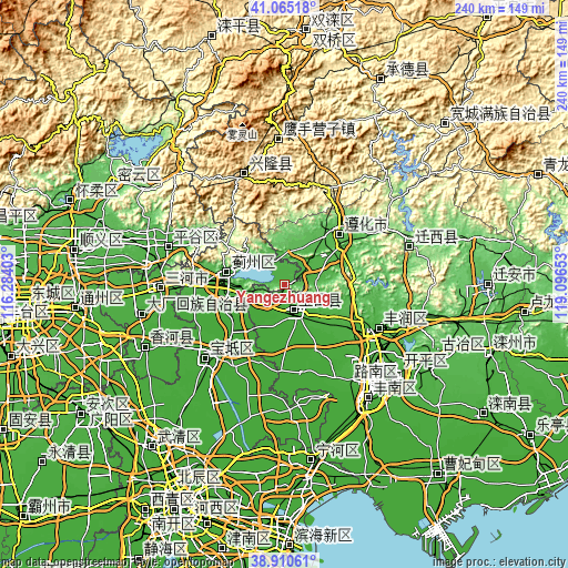 Topographic map of Yangezhuang