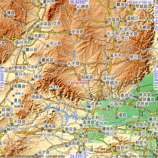 Topographic map of Yangcheng