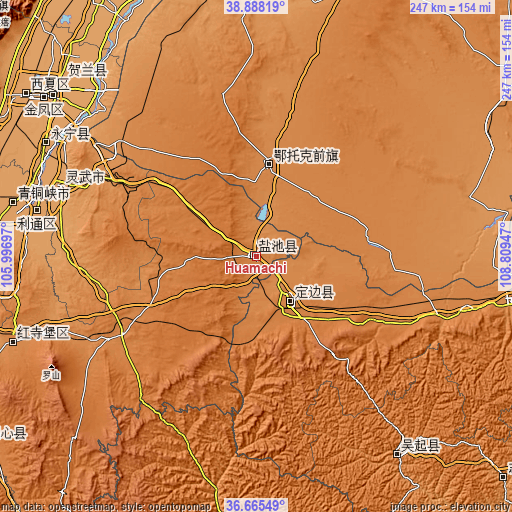 Topographic map of Huamachi