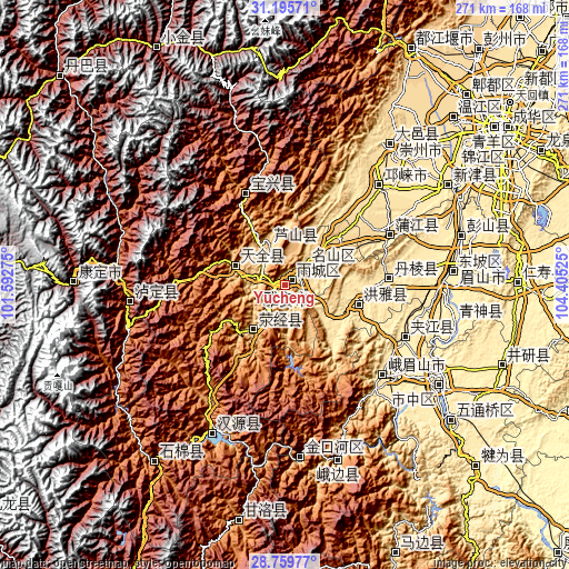 Topographic map of Yucheng