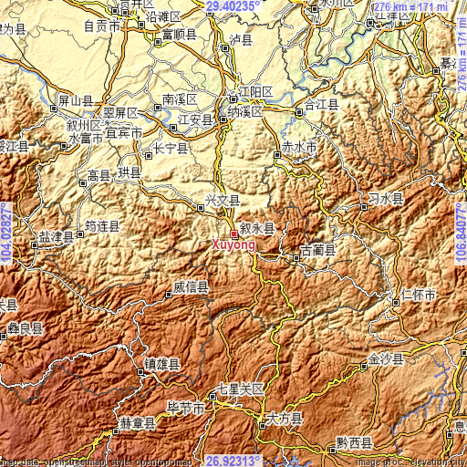 Topographic map of Xuyong