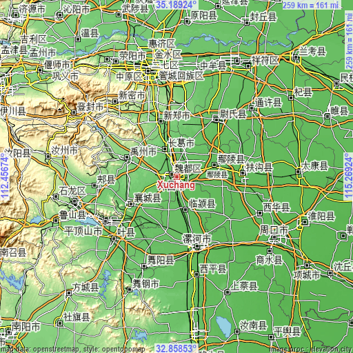 Topographic map of Xuchang