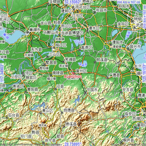 Topographic map of Xuanzhou