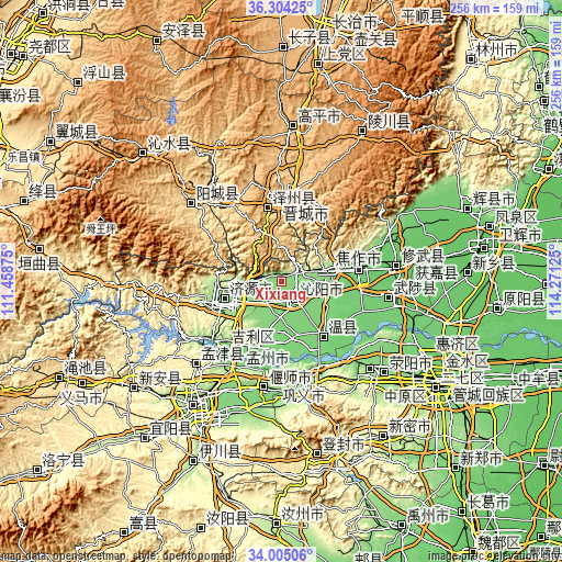 Topographic map of Xixiang
