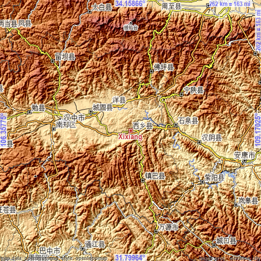 Topographic map of Xixiang