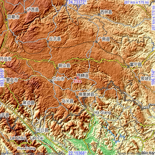 Topographic map of Xisa