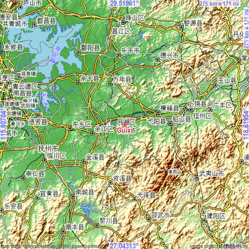 Topographic map of Guixi