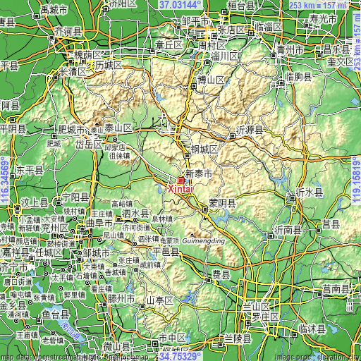 Topographic map of Xintai