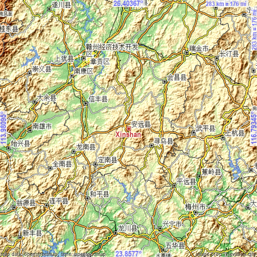 Topographic map of Xinshan