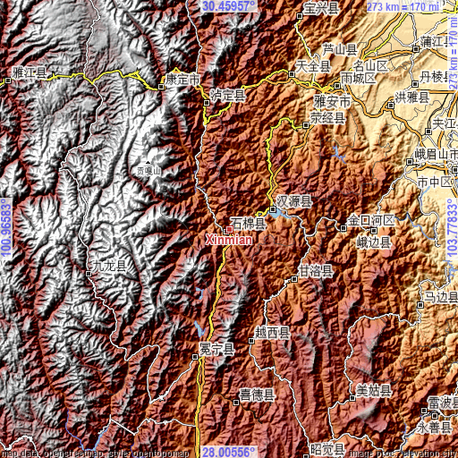 Topographic map of Xinmian