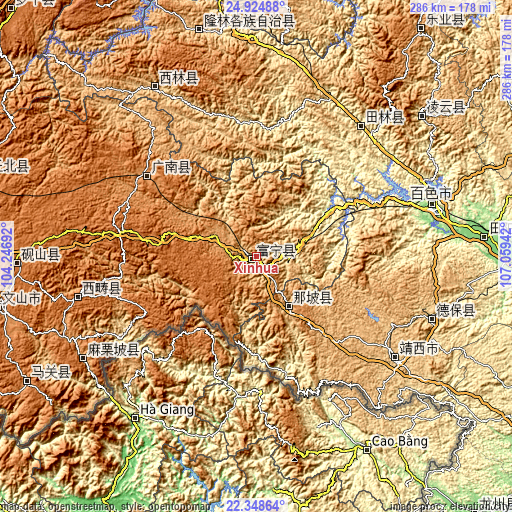 Topographic map of Xinhua
