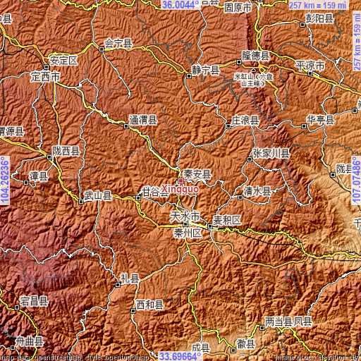Topographic map of Xingguo