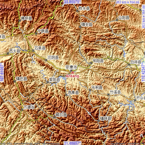 Topographic map of Ankang