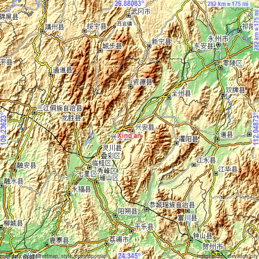 Topographic map of Xing’an