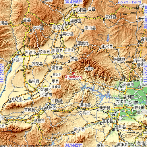 Topographic map of Xincheng