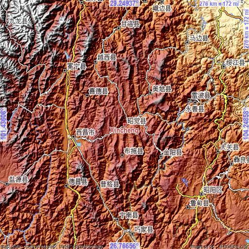 Topographic map of Xincheng