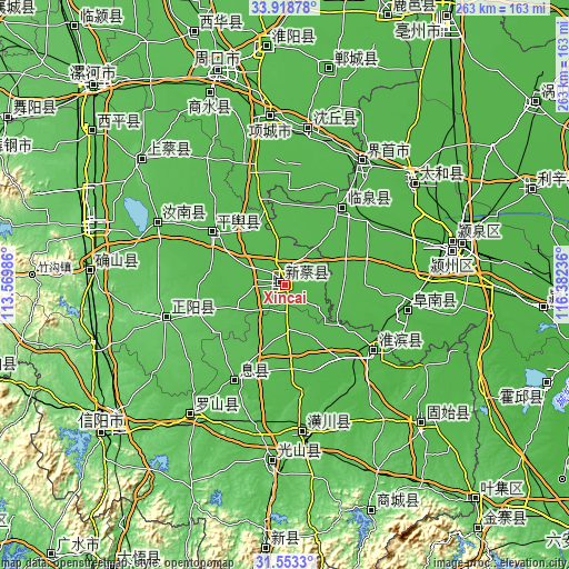 Topographic map of Xincai