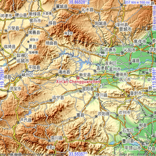 Topographic map of Xin’an Chengguanzhen