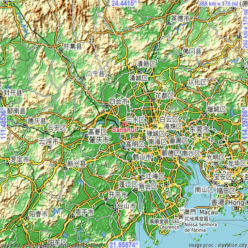 Topographic map of Sanshui