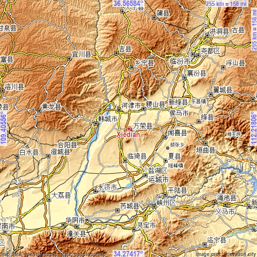 Topographic map of Xiedian