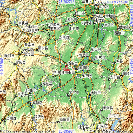 Topographic map of Xidu