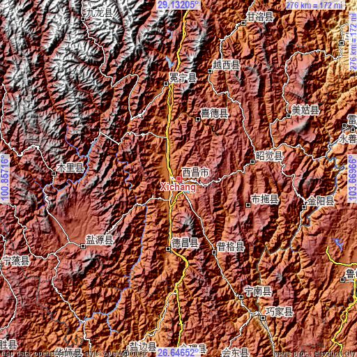 Topographic map of Xichang