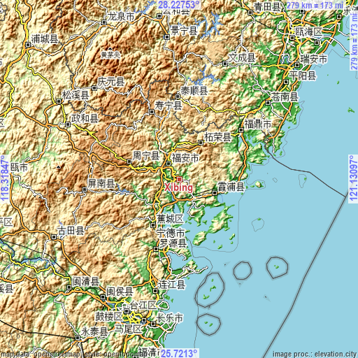 Topographic map of Xibing