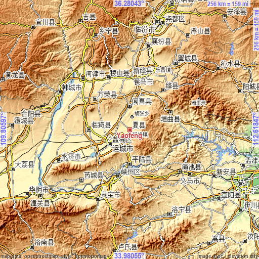 Topographic map of Yaofeng