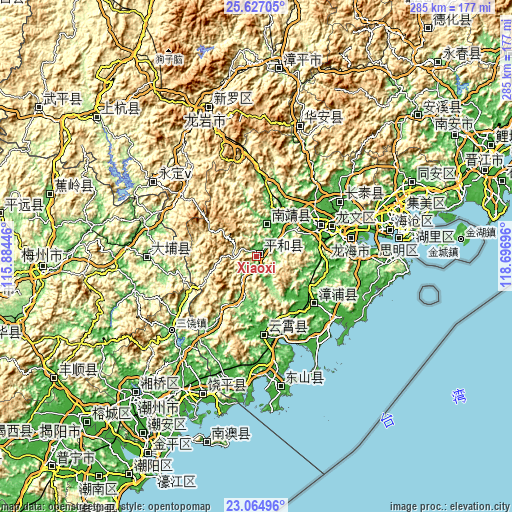 Topographic map of Xiaoxi