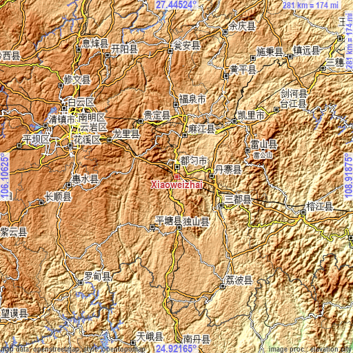 Topographic map of Xiaoweizhai